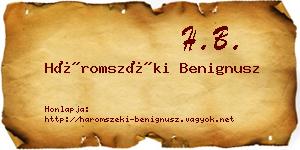 Háromszéki Benignusz névjegykártya